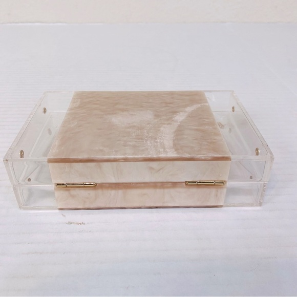 Acrylic Crossbody Clutch Box Handbag W/Marbling Detail 7” x 4” x 2” - Picture 5 of 6